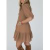 imageAcelitt Womens Summer Dresses 2025 Beach Casual Deep V Neck Loose Sundress Short Sleeve Mini DressBrown