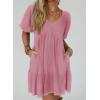 imageAcelitt Womens Summer Dresses 2025 Beach Casual Deep V Neck Loose Sundress Short Sleeve Mini DressPink