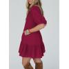 imageAcelitt Womens Summer Dresses 2025 Beach Casual Deep V Neck Loose Sundress Short Sleeve Mini DressRed