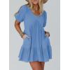 imageAcelitt Womens Summer Dresses 2025 Beach Casual Deep V Neck Loose Sundress Short Sleeve Mini DressSky Blue