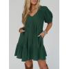 imageAcelitt Womens Summer Dresses 2025 Beach Casual Deep V Neck Loose Sundress Short Sleeve Mini DressXblackish Green
