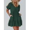 imageAcelitt Womens Summer Dresses 2025 Beach Casual Deep V Neck Loose Sundress Short Sleeve Mini DressXblackish Green