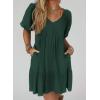 imageAcelitt Womens Summer Dresses 2025 Beach Casual Deep V Neck Loose Sundress Short Sleeve Mini DressXblackish Green