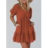 imageAcelitt Womens Summer Dresses 2025 Beach Casual Deep V Neck Loose Sundress Short Sleeve Mini DressXcinnamon