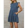 imageAcelitt Womens Summer Dresses 2025 Beach Casual Deep V Neck Loose Sundress Short Sleeve Mini DressYblue