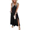 imageAcelitt Women 2025 Summer Sundress Casual Loose Sleeveless Beach Long Tank Dress Vacation Outfits with PocketsBlack
