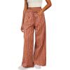 imageAcelitt Women Casual Drawstring Elastic Waist Loose Wide Leg Striped Pants with Pockets SXXLRed