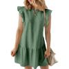 imageAcelitt Womens Casual Summer Crewneck Babydoll Flowy Tiered Mini Dress SXXLGreen
