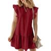 imageAcelitt Womens Casual Summer Crewneck Babydoll Flowy Tiered Mini Dress SXXLRed