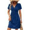 imageAcelitt Womens Casual Summer Twist Front V Neck Short Sleeve Mini Dress SXXLDark Blue