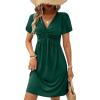 imageAcelitt Womens Casual Summer Twist Front V Neck Short Sleeve Mini Dress SXXLDark Green