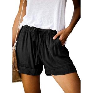 imageAcelitt Women Comfy Drawstring Casual Elastic Waist Pocketed ShortsS3XLBblack