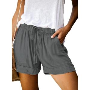 imageAcelitt Women Comfy Drawstring Casual Elastic Waist Pocketed ShortsS3XLCdark Gray