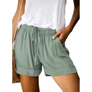 imageAcelitt Women Comfy Drawstring Casual Elastic Waist Pocketed ShortsS3XLClight Green