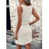 imageAcelitt Spring Summer Tank Dresses for Women 2025 Hollow Out Textured Drawstring Mini DressAwhite