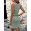 imageAcelitt Spring Summer Tank Dresses for Women 2025 Hollow Out Textured Drawstring Mini DressGreen