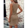 imageAcelitt Spring Summer Tank Dresses for Women 2025 Hollow Out Textured Drawstring Mini DressKhaki