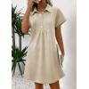 imageAcelitt Summer Lapel Collared Dresses for Women 2025 Batwing Short Sleeve Mini Dress Beach SundressBeige