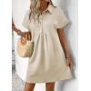 imageAcelitt Summer Lapel Collared Dresses for Women 2025 Batwing Short Sleeve Mini Dress Beach SundressBeige