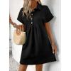 imageAcelitt Summer Lapel Collared Dresses for Women 2025 Batwing Short Sleeve Mini Dress Beach SundressBlack