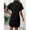 imageAcelitt Summer Lapel Collared Dresses for Women 2025 Batwing Short Sleeve Mini Dress Beach SundressBlack