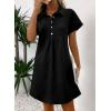 imageAcelitt Summer Lapel Collared Dresses for Women 2025 Batwing Short Sleeve Mini Dress Beach SundressBlack