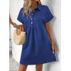 imageAcelitt Summer Lapel Collared Dresses for Women 2025 Batwing Short Sleeve Mini Dress Beach SundressBlue