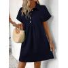 imageAcelitt Summer Lapel Collared Dresses for Women 2025 Batwing Short Sleeve Mini Dress Beach SundressNavy Blue