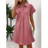 imageAcelitt Summer Lapel Collared Dresses for Women 2025 Batwing Short Sleeve Mini Dress Beach SundressPink
