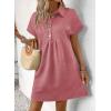 imageAcelitt Summer Lapel Collared Dresses for Women 2025 Batwing Short Sleeve Mini Dress Beach SundressPink