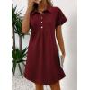 imageAcelitt Summer Lapel Collared Dresses for Women 2025 Batwing Short Sleeve Mini Dress Beach SundressRed