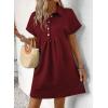 imageAcelitt Summer Lapel Collared Dresses for Women 2025 Batwing Short Sleeve Mini Dress Beach SundressRed