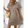 imageAcelitt Summer Lapel Collared Dresses for Women 2025 Batwing Short Sleeve Mini Dress Beach SundressSmoke Gray