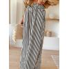 imageAcelitt Women Casual Drawstring Elastic Waist Striped Wide Leg Pants with Pockets SXXLBlack