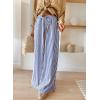 imageAcelitt Women Casual Drawstring Elastic Waist Striped Wide Leg Pants with Pockets SXXLBlue