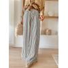 imageAcelitt Women Casual Drawstring Elastic Waist Striped Wide Leg Pants with Pockets SXXLGray