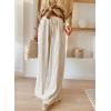 imageAcelitt Women Casual Drawstring Elastic Waist Striped Wide Leg Pants with Pockets SXXLKhaki