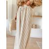 imageAcelitt Women Casual Drawstring Elastic Waist Striped Wide Leg Pants with Pockets SXXLKhaki