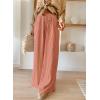 imageAcelitt Women Casual Drawstring Elastic Waist Striped Wide Leg Pants with Pockets SXXLOrange
