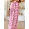imageAcelitt Women Casual Drawstring Elastic Waist Striped Wide Leg Pants with Pockets SXXLPink