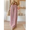 imageAcelitt Women Casual Drawstring Elastic Waist Striped Wide Leg Pants with Pockets SXXLRed