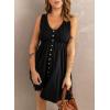 imageAcelitt Women Summer Casual Sleeveless Button Down Elastic Waist Swing Dresses XS2XLDblack