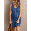 imageAcelitt Women Summer Casual Sleeveless Button Down Elastic Waist Swing Dresses XS2XLDblue