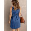 imageAcelitt Women Summer Casual Sleeveless Button Down Elastic Waist Swing Dresses XS2XLDblue
