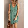 imageAcelitt Women Summer Casual Sleeveless Button Down Elastic Waist Swing Dresses XS2XLDgreen
