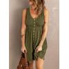 imageAcelitt Women Summer Casual Sleeveless Button Down Elastic Waist Swing Dresses XS2XLEarmy Green