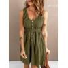 imageAcelitt Women Summer Casual Sleeveless Button Down Elastic Waist Swing Dresses XS2XLEarmy Green