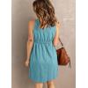 imageAcelitt Women Summer Casual Sleeveless Button Down Elastic Waist Swing Dresses XS2XLEcyan Blue