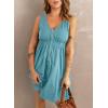 imageAcelitt Women Summer Casual Sleeveless Button Down Elastic Waist Swing Dresses XS2XLEcyan Blue