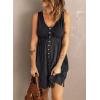 imageAcelitt Women Summer Casual Sleeveless Button Down Elastic Waist Swing Dresses XS2XLEdark Gray2